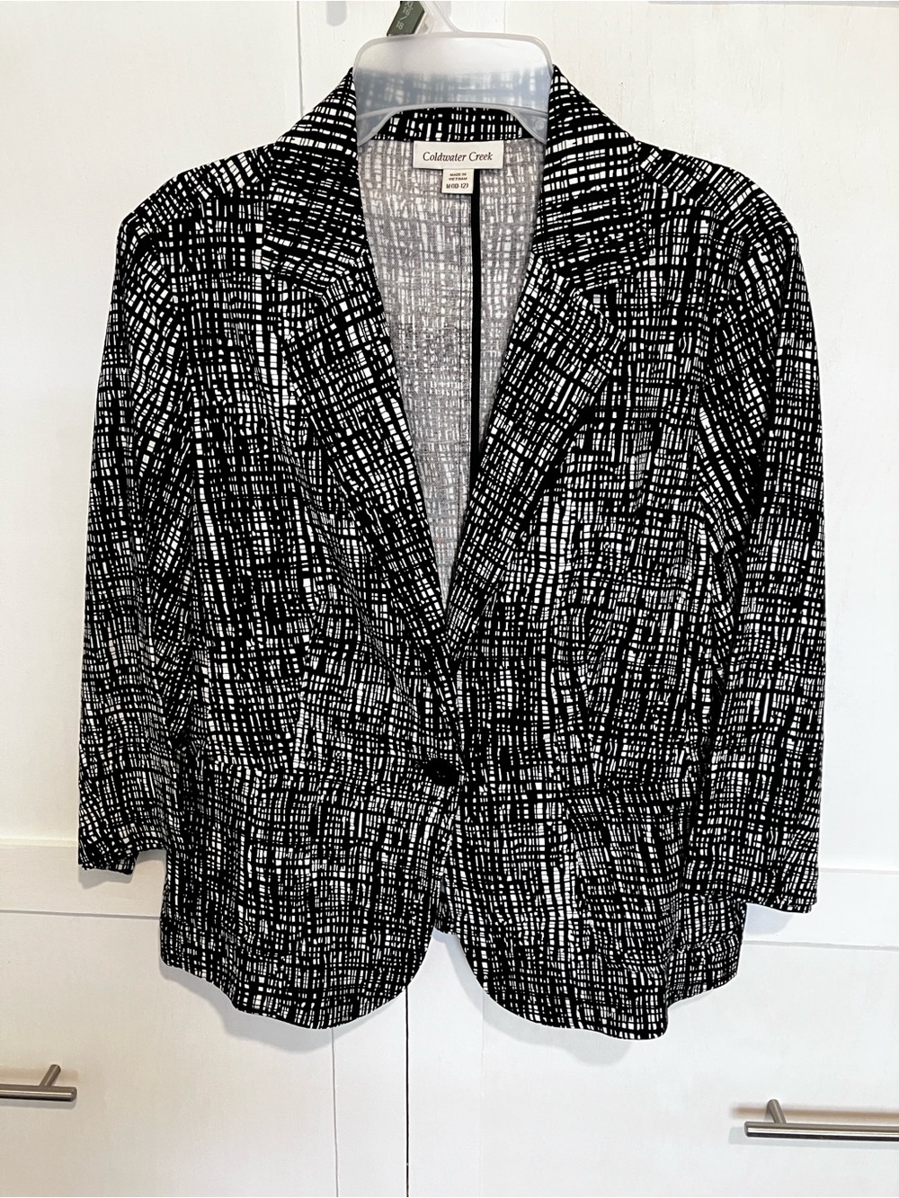 Coldwater Creek Black & White Textured Grid Blazer, M